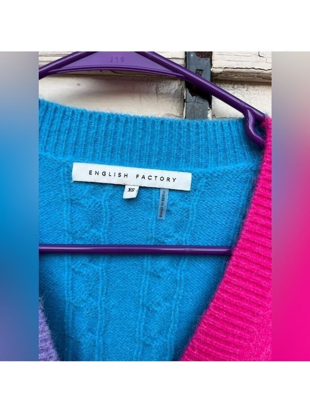 English Factory Combination V-Neck Zebra Print Color Block Cardigan Sweater Xs — image 6 of 8